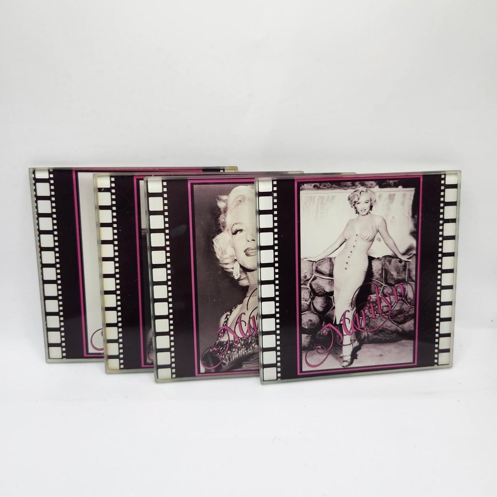 Marilyn Monroe Glass Coasters Set of 4 Filmstrip Hollywood 2010
